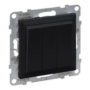 Întrerupător unipolar Legrand Suno 3 10AX, negru - 721403
