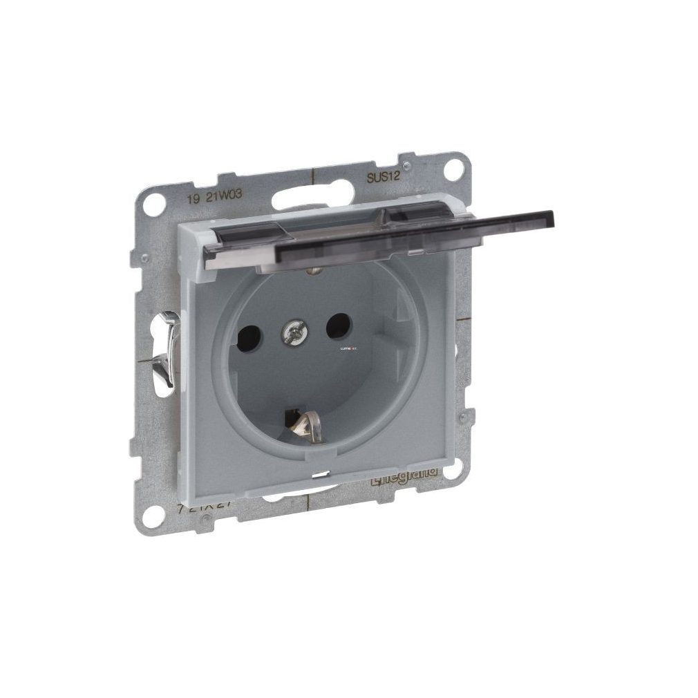 Legrand Suno aluminiu 2P+F GYV CSF priză cu capac basculant (cu arc), fără cadru IP21 (721327)