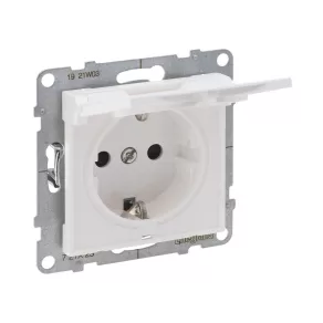  Priză Legrand Suno 2P+F (cu arc), cu obturator de siguranță, capac cu fixare prin clipsare IP21, alb - 721127