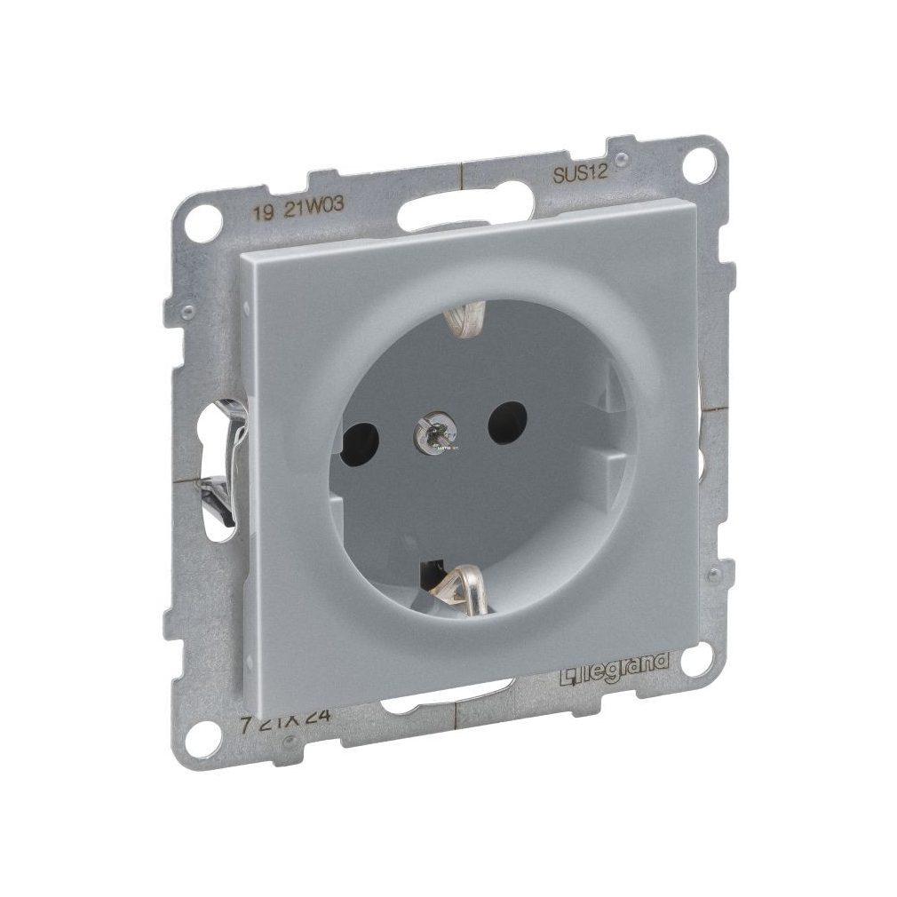 Legrand Suno aluminiu 2P+F GYV priză (cu șuruburi), cu capac de siguranță, fără cadru (721324)