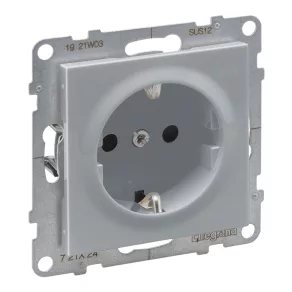   Priză Legrand Suno 2P+F cu obturator de siguranță (montată cu șuruburi), aluminiu - 721324