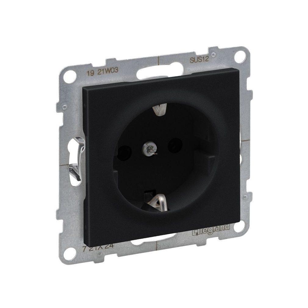 Legrand Suno negru 2P+F GYV priză (cu șurub), cu capac de siguranță, fără cadru 721424
