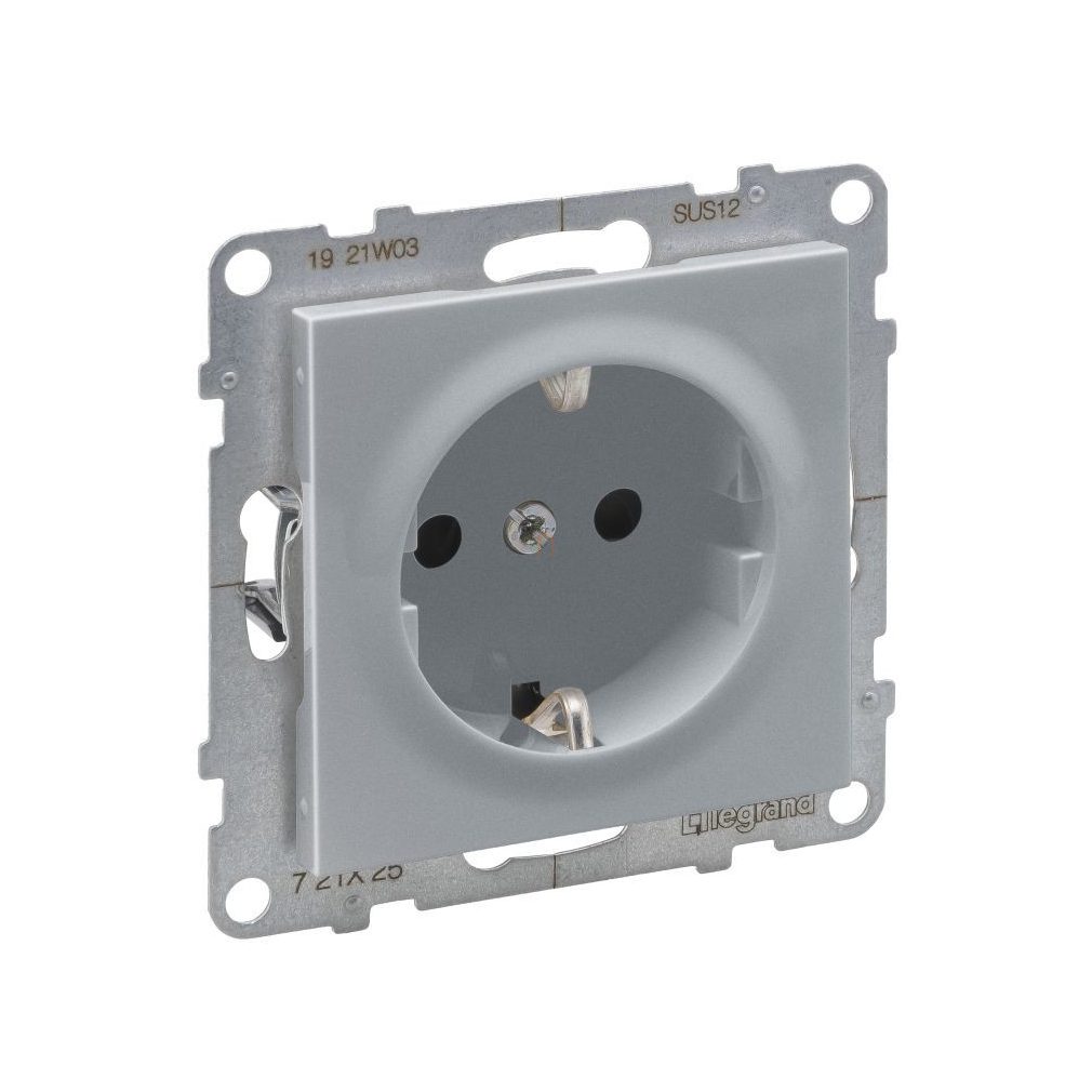 Legrand Suno aluminiu 2P+F priză (cu șurub), fără cadru 721325