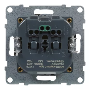   Priză Legrand Suno 2P+F + USB-C (cu arc), cu obturator de siguranță, negru - 721429