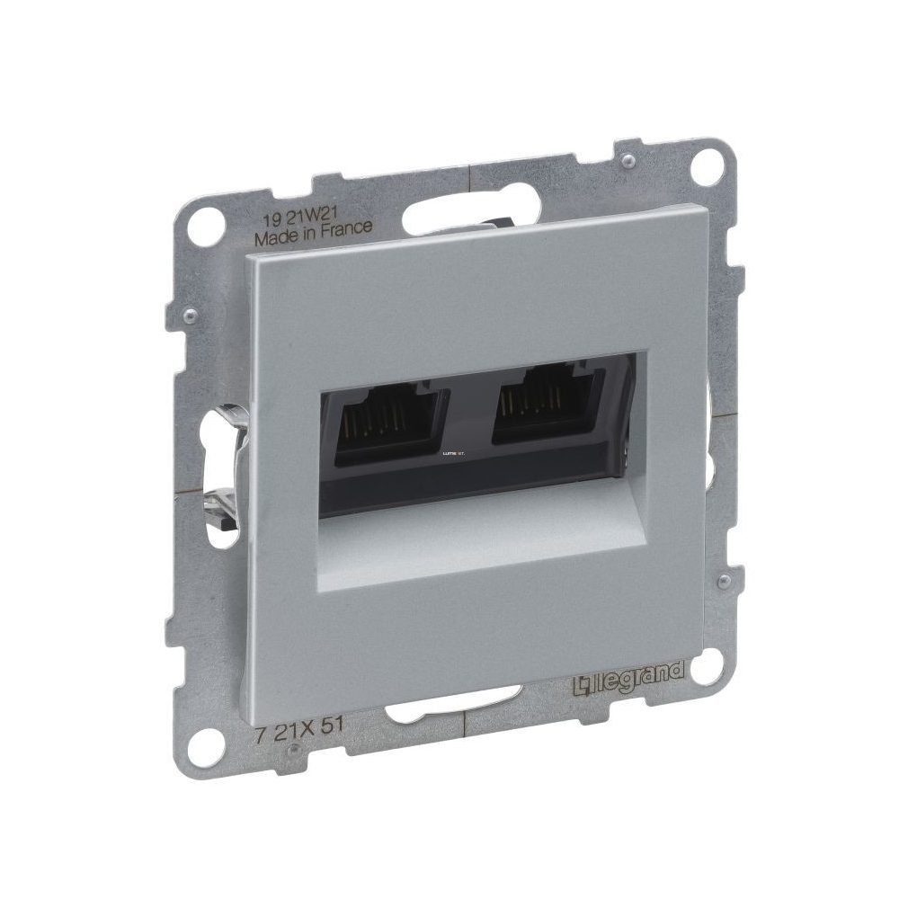Legrand Suno aluminiu 2xRJ45 UTP Cat.5E priză, fără cadru (721351)