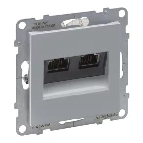 Priză Legrand Suno 2xRJ45 Cat.6A STP, aluminiu - 721359