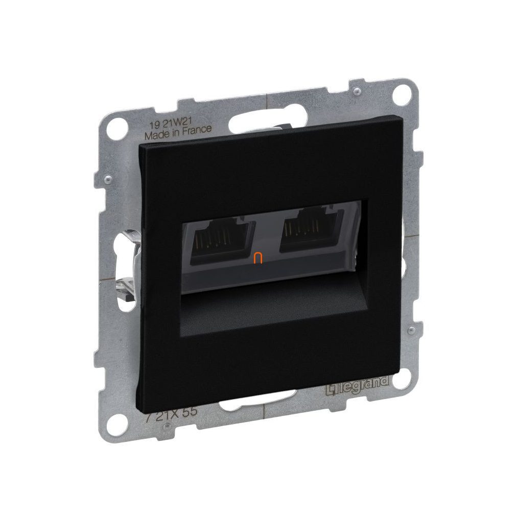 Legrand Suno negru 2xRJ45 UTP Cat.6A priză, fără cadru 721455