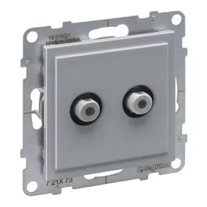   Priză dublă TV Legrand Suno, tip „F”, capac de închidere, aluminiu - 721373