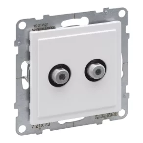   Priză dublă TV Legrand Suno, tip „F”, capac de închidere, alb - 721173