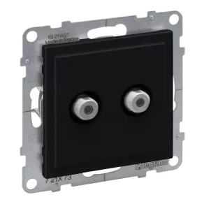   Priză dublă TV Legrand Suno, tip „F”, capac de închidere, negru - 721473