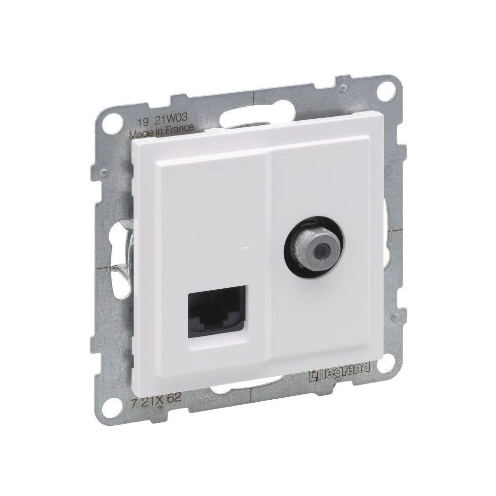 Legrand Suno TV alb (F) tip, conector final + RJ45 Cat. 6 UTP priză, fără cadru 721162