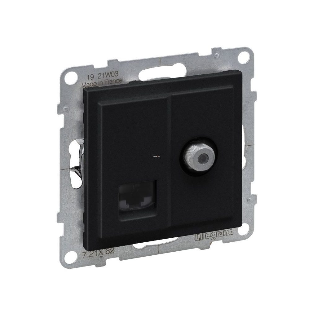 Legrand Suno TV negru (F) tip, conector final + RJ45 Cat. 6 UTP priză, fără cadru 721462