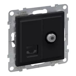   Priză Legrand Suno TV tip „F” + RJ45 Cat.6 UTP, negru - 721462