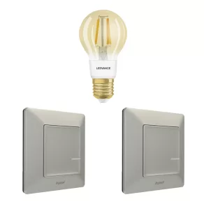   Kit de extensie pentru casă inteligentă Legrand Smart Lighting: sursă de lumină cu filament + 2 întrerupătoare/dimmere Valena Life-Netatmo (ETV), aluminiu - 199323