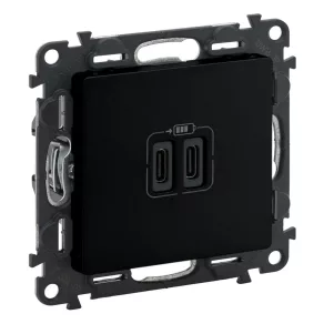   Priză dublă USB-C + USB-C Legrand Valena Life 3A–15W, negru - 756307