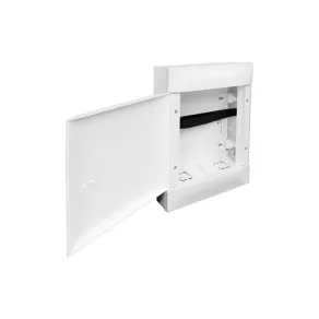   Cutie de distribuție multimedia Legrand PractiboxS de joasă tensiune, montată la suprafață, pentru 8/4 module, dimensiune: 2R12M, cu ușă albă - 135802