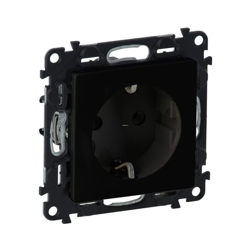 Legrand Valena Life 2P+F GYV priză de siguranță cu grilaj de protecție, cu arc, negru (756320)