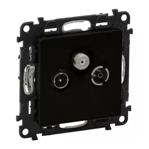   Mecanism priză Legrand Valena Life TV-Radio-SAT cu capac, în formă de stea, 1,5 dB, negru - 756352