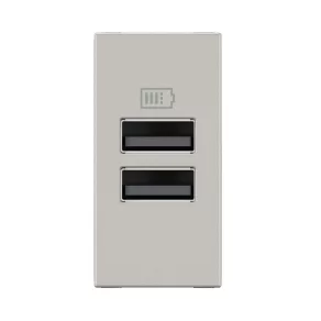   Priză dublă USB-A Legrand Program Mosaic - 3 A - 15 W, 1 modul, aluminiu - 077661L
