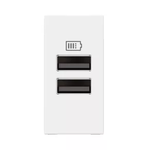   Priză dublă USB-A Legrand Program Mosaic - 3 A - 15 W, 1 modul, alb - 077660L