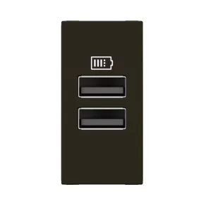   Priză dublă USB-A Legrand Program Mosaic - 3 A - 15 W, 1 modul, negru - 077662L