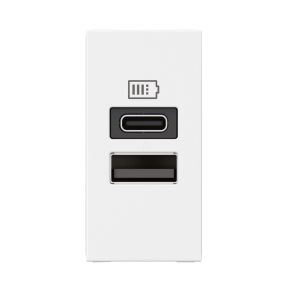   Priză dublă de încărcare USB-A și USB-C LeGrand Program Mosaic - 3 A - 15 W, 1 modul, alb - 077670L