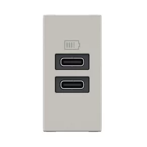   Priză dublă de încărcare USB-C LeGrand Program Mosaic - 3 A - 15 W, 1 modul, aluminiu - 077681L