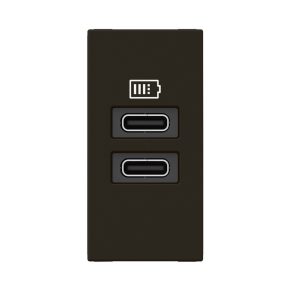   Priză dublă de încărcare USB-C LeGrand Program Mosaic - 3 A - 15 W, 1 modul, negru - 077682L