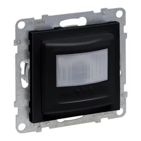   Comutator cu senzor de mișcare (PIR) Legrand Suno, 2-150 W (LED max. 100 W) cu buton încorporat, 2 fire, negru - 721476A