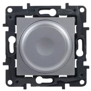   Legrand Niloé Step întrerupător cu buton dimmer 125W, 2 fire, aluminiu - 863353A