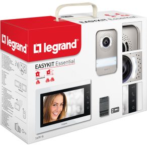   Set interfon video Legrand EasyKit Essential cu 2 fire: video color (7''), extensibil la 1 apartament, sursă de alimentare modulară DIN, alb - 367915