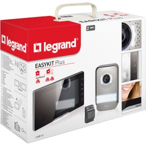   Set interfon video Legrand EasyKit Plus cu 2 fire: video color (7''), extensibil la 1 apartament, sursă de alimentare modulară DIN, efect oglindă - 368915