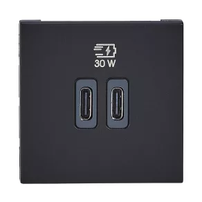   Legrand Program Mosaic 2xUSB-C priză de încărcare 30W, 2 module, negru - 077633L