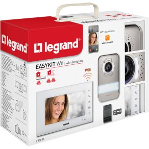   Set interfon video Legrand EasyKit Wi-Fi cu 2 fire: video color (7''), extensibil la 1 apartament, alimentare modulară DIN, alb - 360915