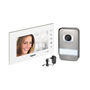   Set interfon video Wi-Fi Legrand EasyKit cu 2 fire: pentru un singur apartament, extensibil, video color (7''), cu adaptor, alb - 360910