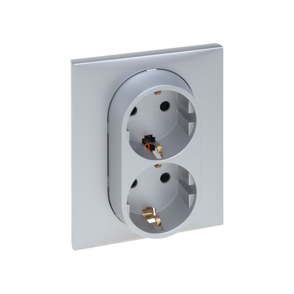 Legrand Niloé Step priză din aluminiu 2x2P+F (cu arc), cu capac de siguranță 863322