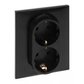   Priză Legrand Niloé Step 2x2P+F (cu arc), cu obturator de siguranță, negru - 863522