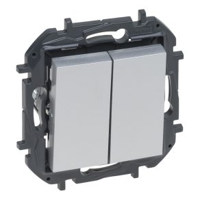 Buton dublu Legrand Niloé Step, 6A, aluminiu - 863312B