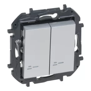   Întrerupător pentru candelabru Legrand Niloé Step cu indicator luminos, 10AX, aluminiu - 863315B