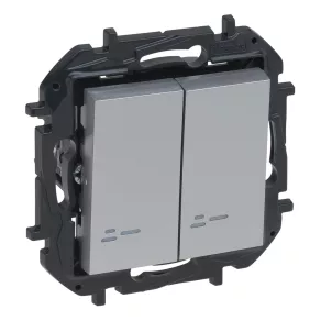   Legrand Niloé Step comutator dublu cu indicator luminos, aluminiu - 863318B