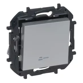   Întrerupător unipolar Legrand Niloé Step cu indicator luminos (cu arc), 10AX, aluminiu - 863311B