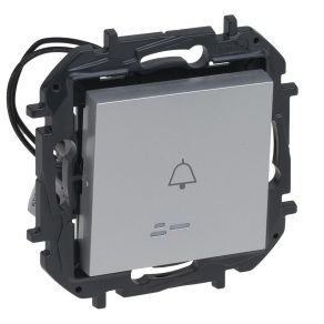  Buton cu un singur pol Legrand Niloé Step cu indicator luminos, semnal sonor, aluminiu - 863310B