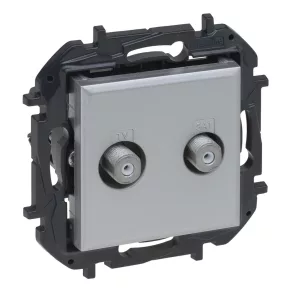   Priză dublă TV Legrand Niloé Step, tip „F”, capac de închidere (1,5 dB), aluminiu - 863376B