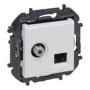   Priză TV Legrand Niloé Step tip „F” + priză RJ45 Cat. 6 UTP, albă - 863177B
