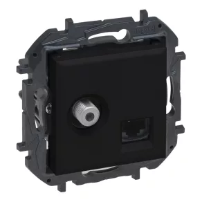   Priză TV Legrand Niloé Step tip „F” + priză RJ45 Cat. 6 UTP, negru - 863577B