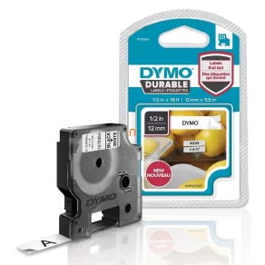   Bandă DYMO D1 de lungă durată (12 mm x 5,5 m), negru cu alb 1978364