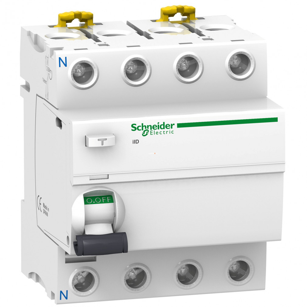 Schneider ACTI9 iID întrerupător de protecție a curentului, clasa A, 4P, 25A, 30mA, monoconnekt (A9R21425)