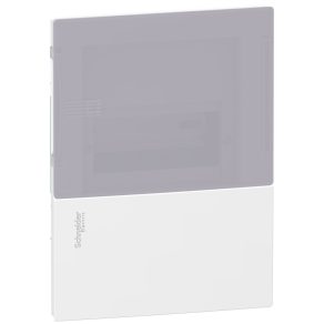   Schneider Electric Resi9 Mini Pragma - MIP22106T - Tablou de distribuție mic, ușă transparentă din sticlă mată, încastrat, 1x6 module, șină PEN, complet, alb