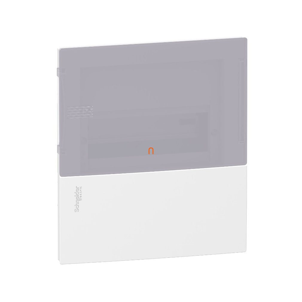 Mini Pragma 1 rând 08 module cu ușă transparentă încastrată cu șină PEN albă, complet MIP22108T Schneider