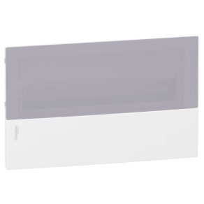   Schneider Electric Resi9 Mini Pragma - MIP22118T - Tablou de distribuție mic, ușă transparentă din sticlă mată, încastrat, 1x18 module, șină PEN, complet, alb